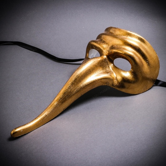 Zanni Long Nose Venetian Mardi Gras Mask Masquerad - Picture 2 of 4